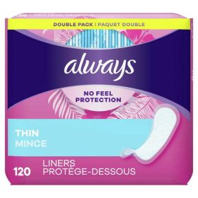 Always Thin No Feel Protection Daily Liners Regular Absorbency Unscented;  120 Ct