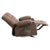 Vanbow.Recliner Chair Massage Heating sofa with USB and side pocket 2 Cup Holders (Brown)