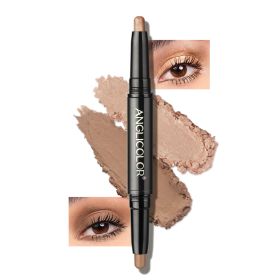 Double-headed Eye Shadow Stick Eye Makeup Pearlescent Waterproof Non-smudge Brightening Highlight Eye Shadow Stick (Option: 02Colden Pink Taupe)