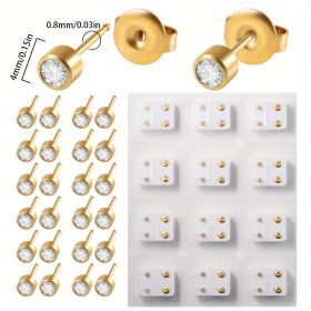 98-Piece Professional Ear & Nose Piercing Kit - Perfect for Home & Salon Use! (Items: 12 Pairs Of 4mm Gold And White Diamond Stud Earrings)