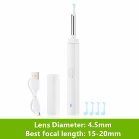 Wireless WiFi Ear Pick Otoscope Camera Borescope Luminous Ear Wax Removal Cleaning Teeth Oral Inspection Health Care 3.0/5.0MP (Color: 4.5mm Lens diameter-White)