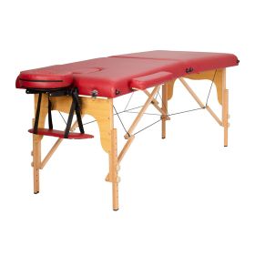 Portable Massage Table Adjustable Facial Spa Bed (Color: Red)